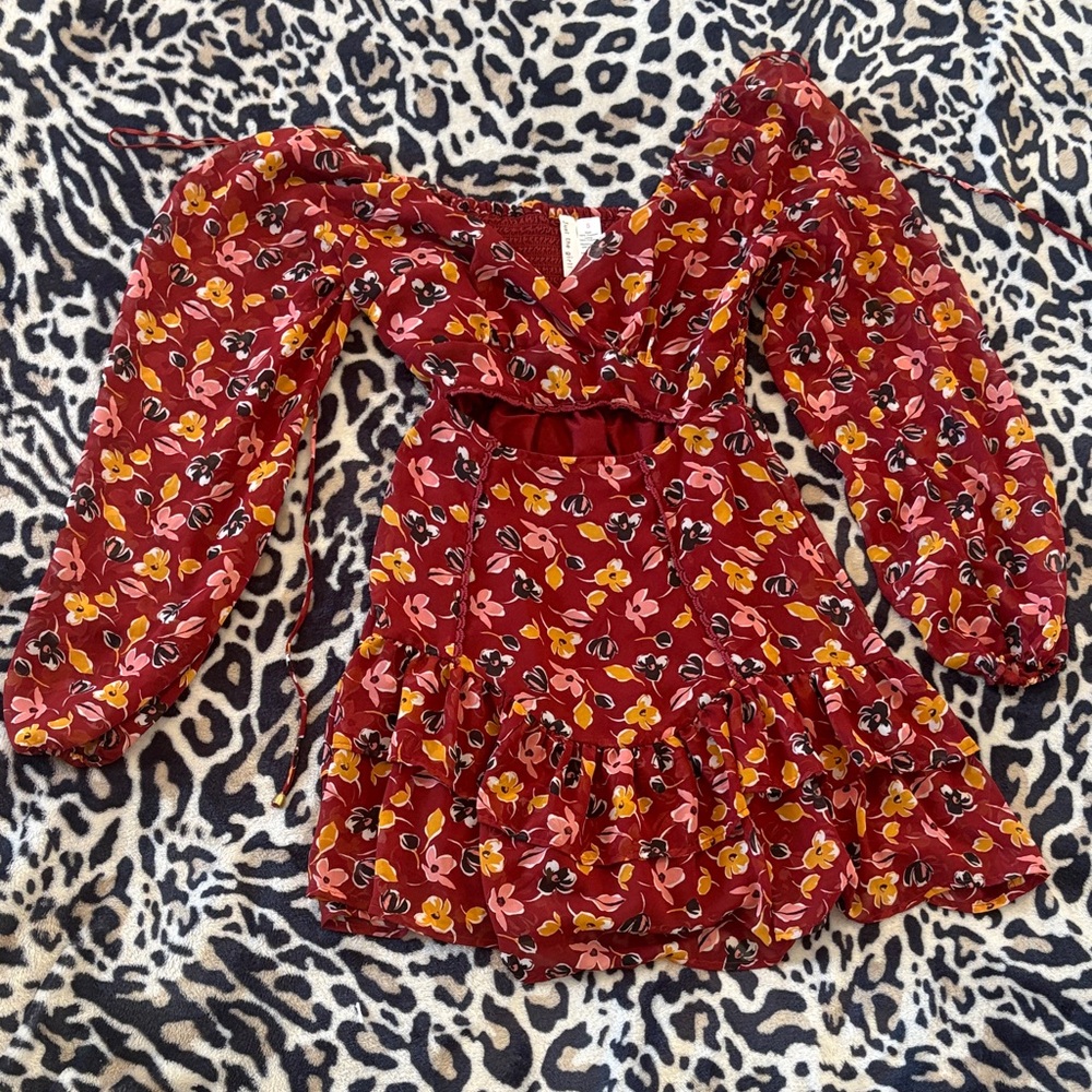 Floral Red Dress